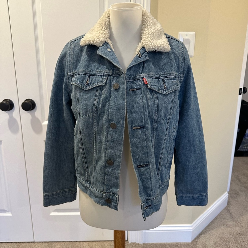 LEVI'S WOMEN'S ORIGINAL SHERPA TRUCKER JACKET Vintage Blue Denim M Jacket
